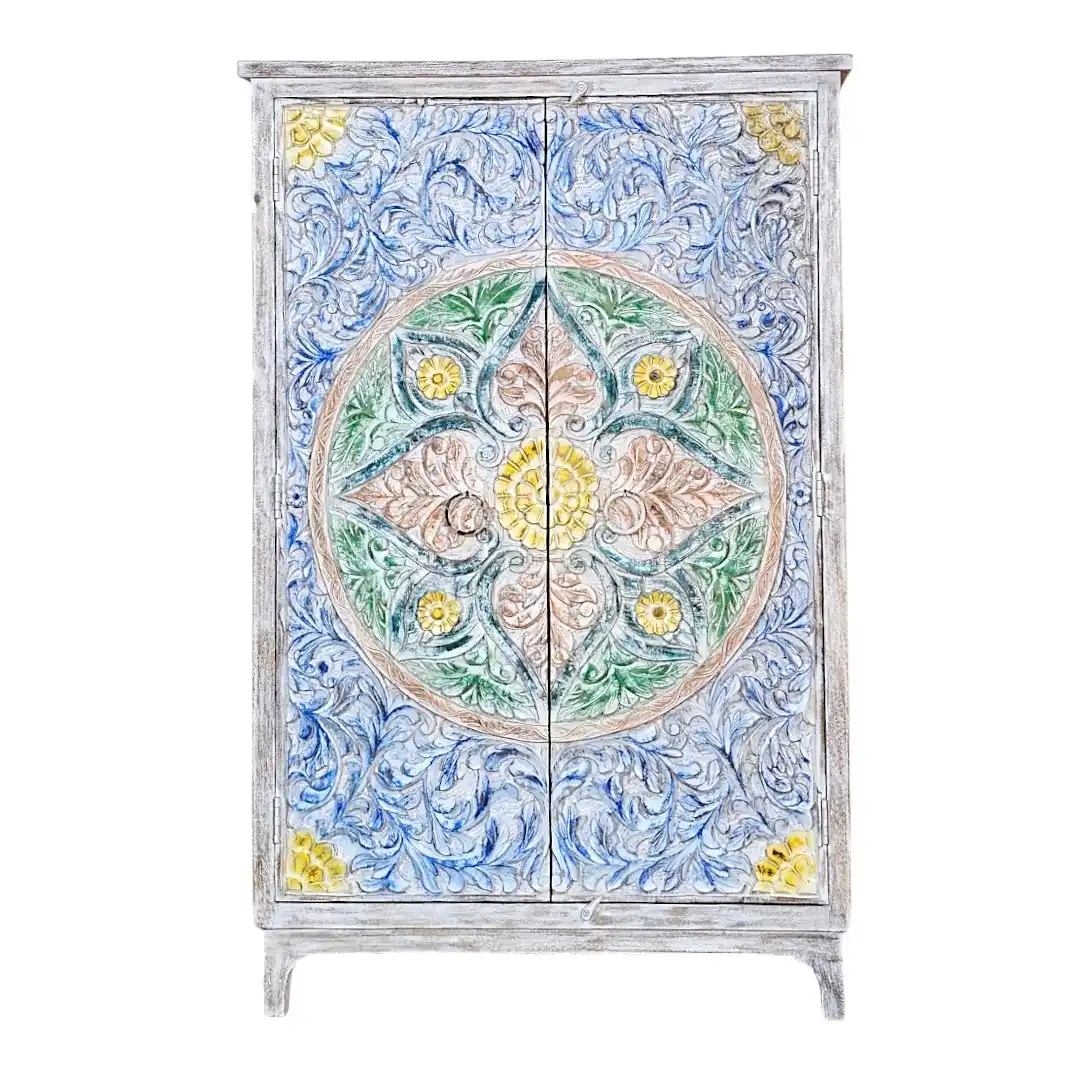 Malika Hand-Carved Persian Floral Cabinet