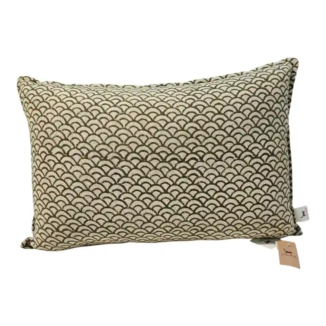 The "Ariya Wave" Hand-Blocked Cotton Cushion Cover