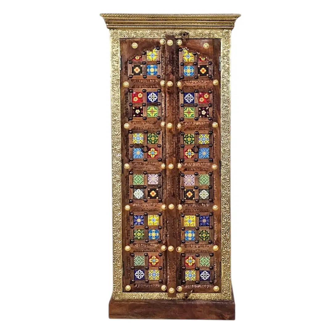 Al-Zahra Indian Rosewood & Brass Embossed Tallboy