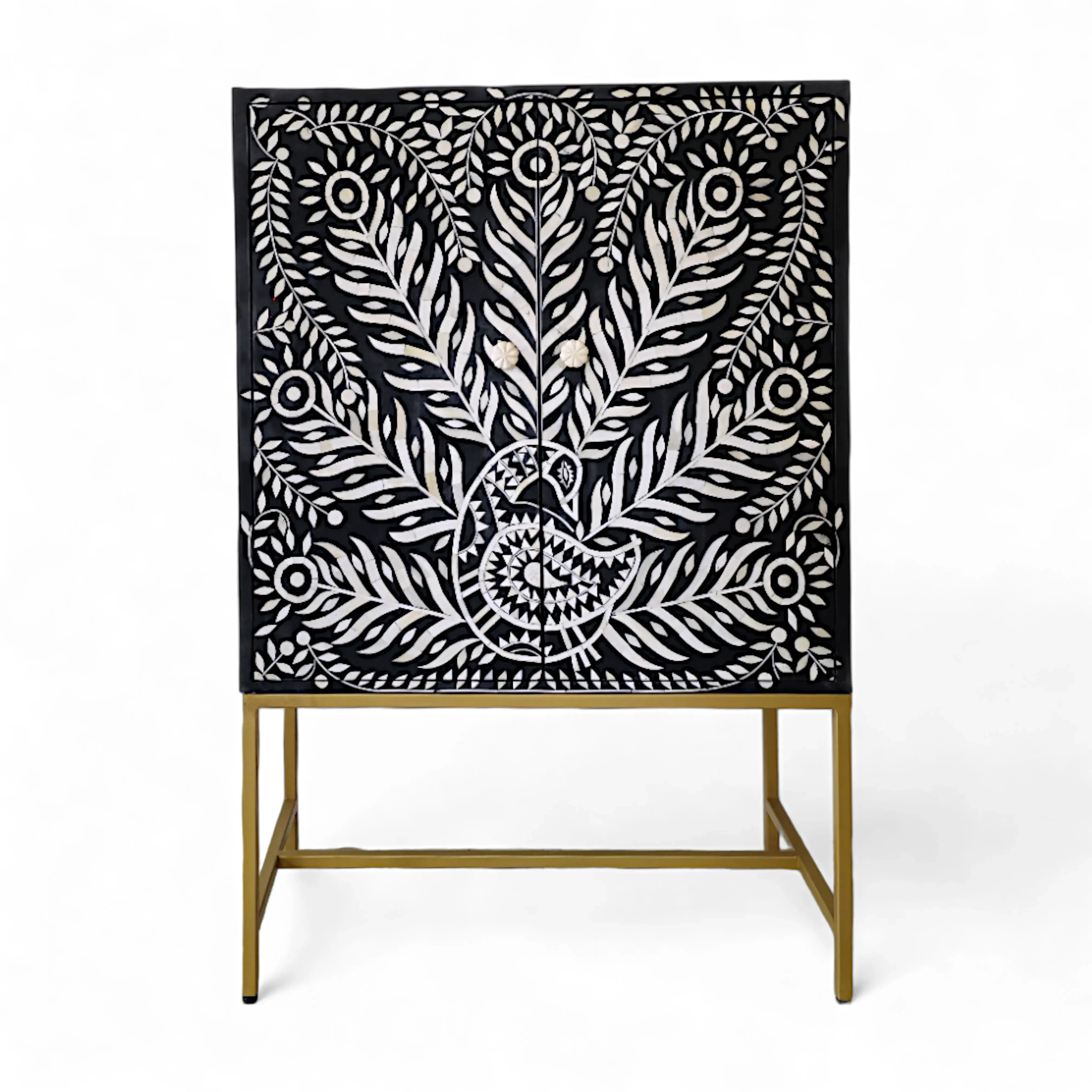 Regal Peacock Inlay Bar Cabinet