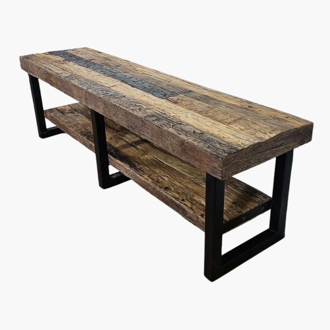 Reclaimed Sleeper Wood Console Bench