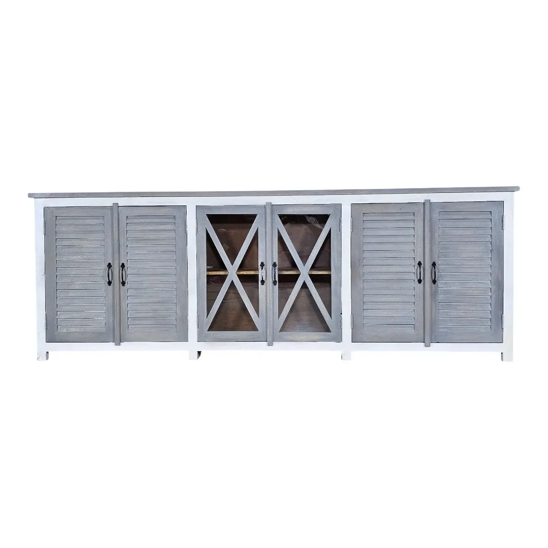 The Maritime Credenza - Glass & Louvered Console