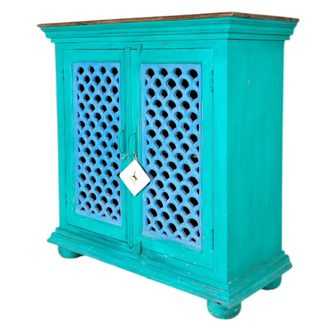 Azure Lattice Artisanal Cabinet