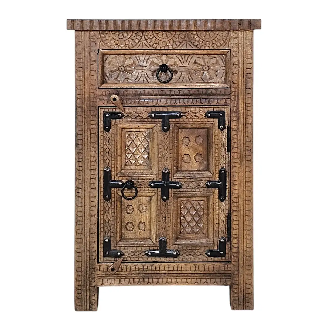 The Aegean Carved Bedside Cabinet