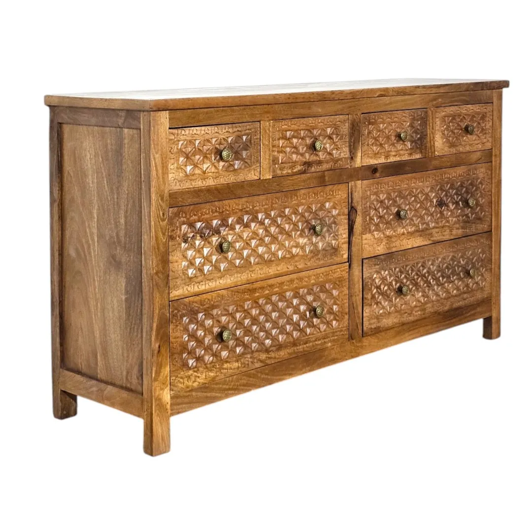 Heritage Petals Carved Wood Chest