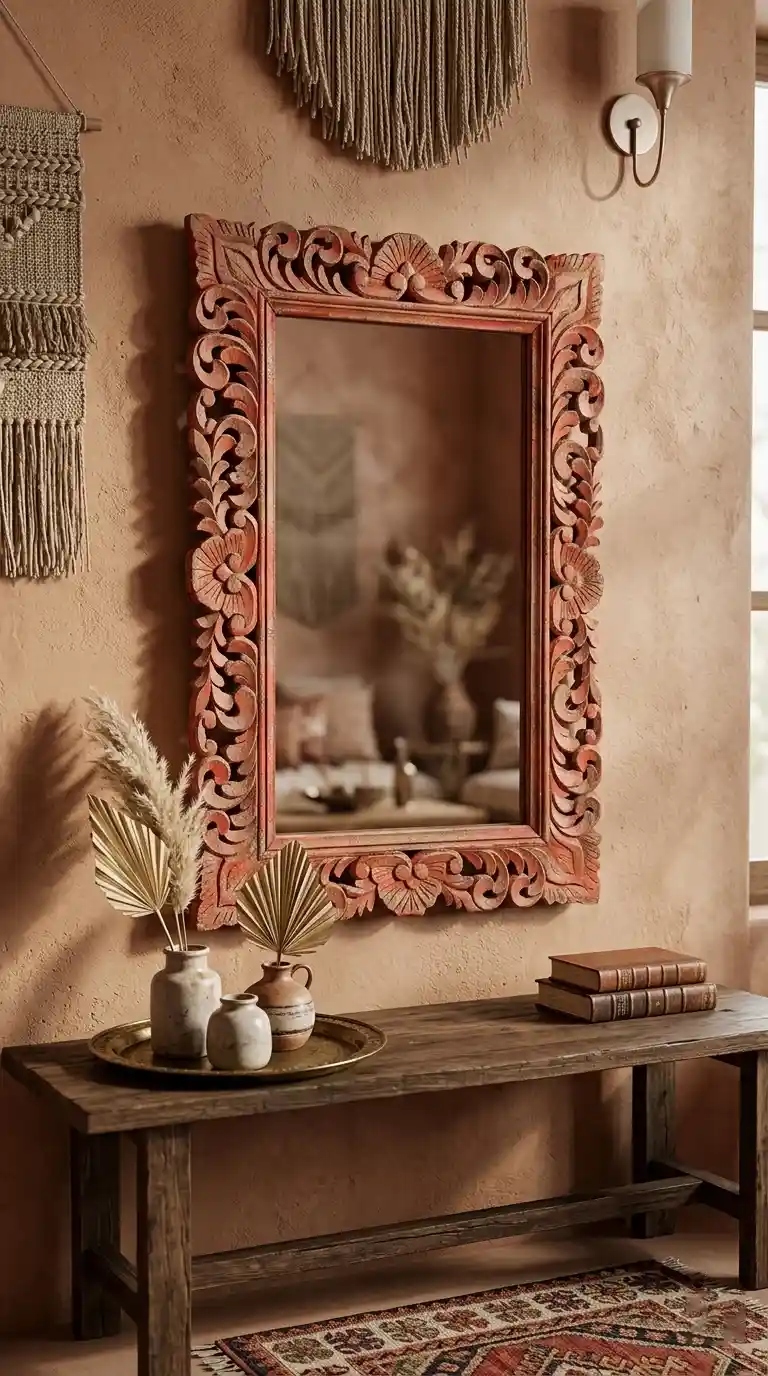 Fleur Scroll Hand-Carved Mirror