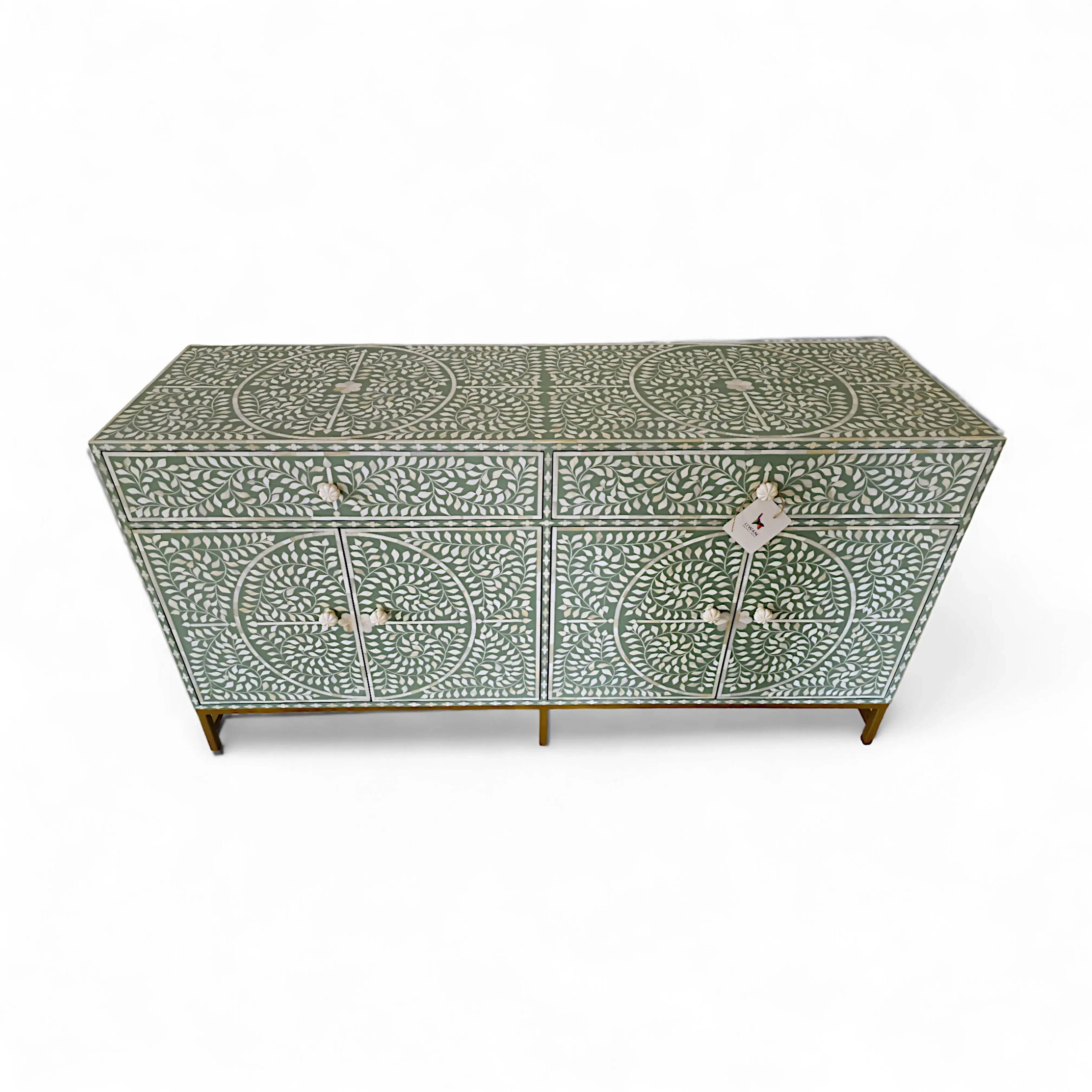 The “Marquetry Mirage” Bone Inlay Credenza Black