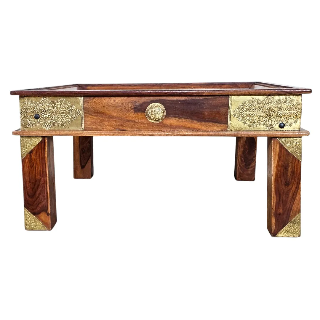 Al-Madi Rosewood Majlis Table with Brass Mosaic
