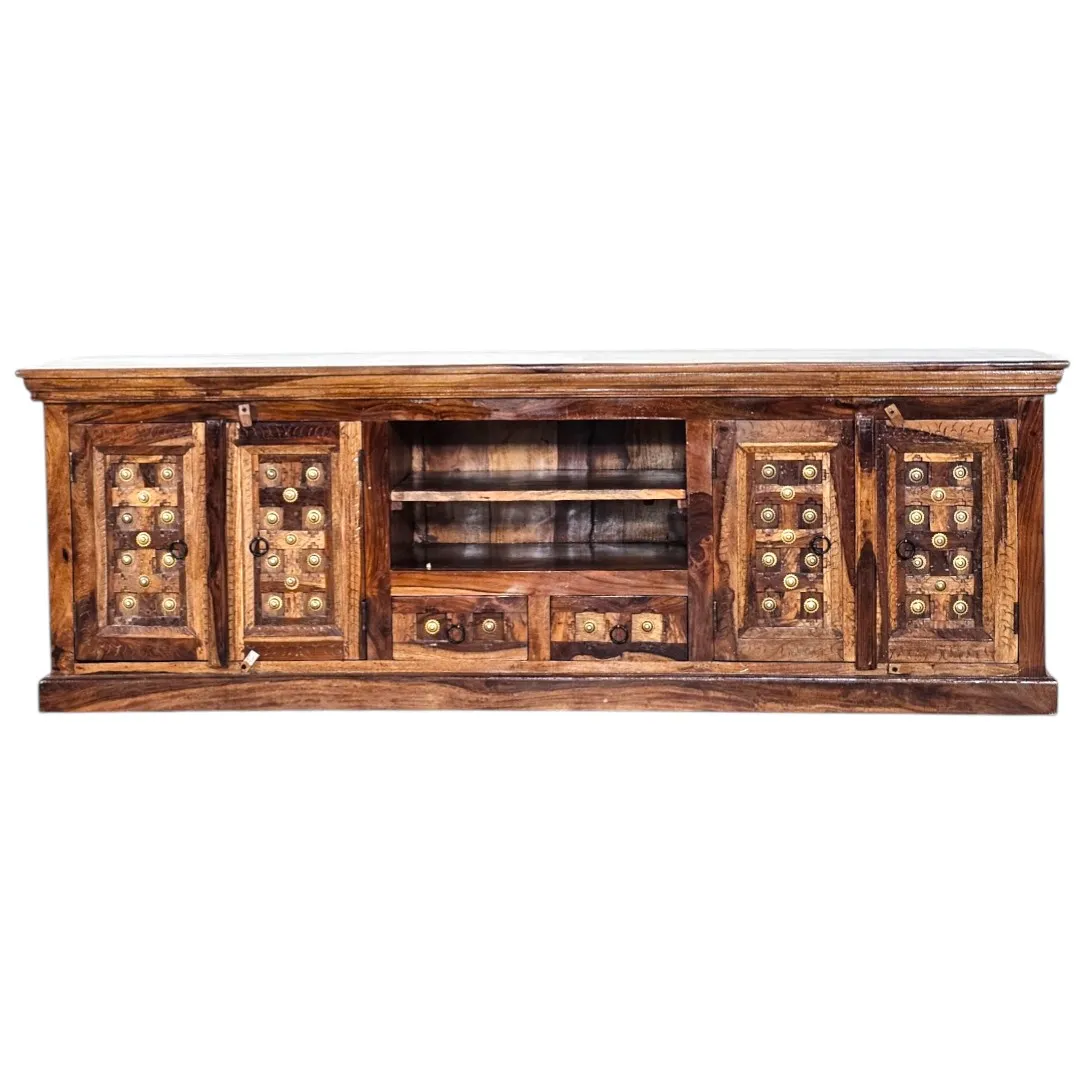 Alcázar Royale Solid Sheesham & Embossed Brass Media Console