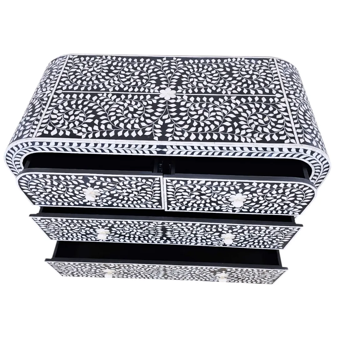 Al-Amira Floral Bone & Brass Inlay Chest