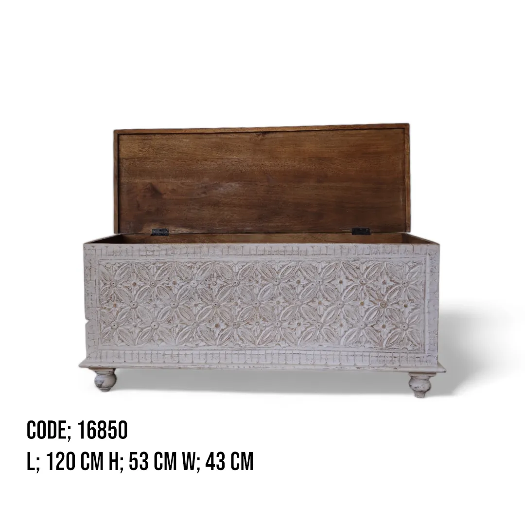 Floral Carved Storage Trunk