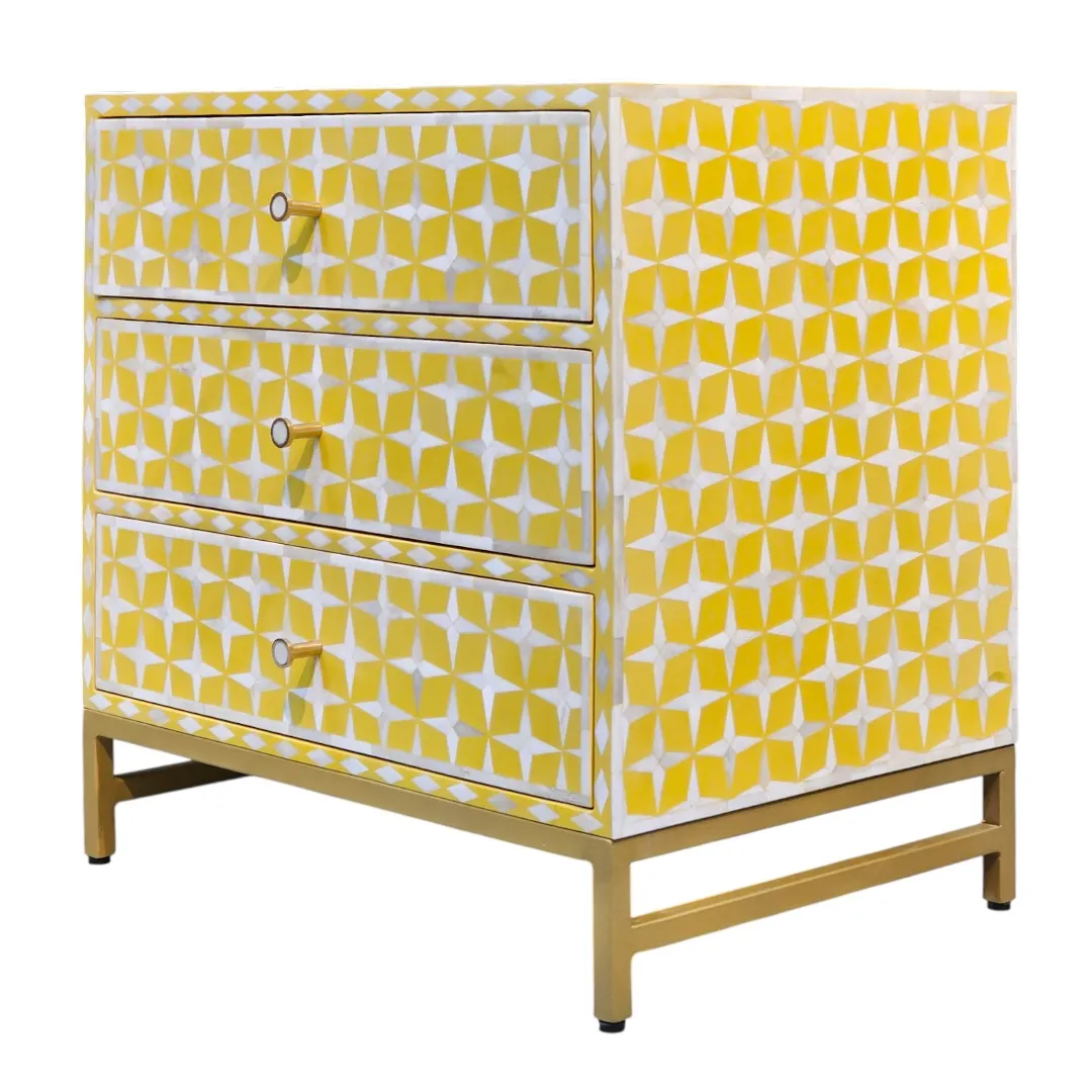 Cosmos Bone Inlay Nightstand, Citrine