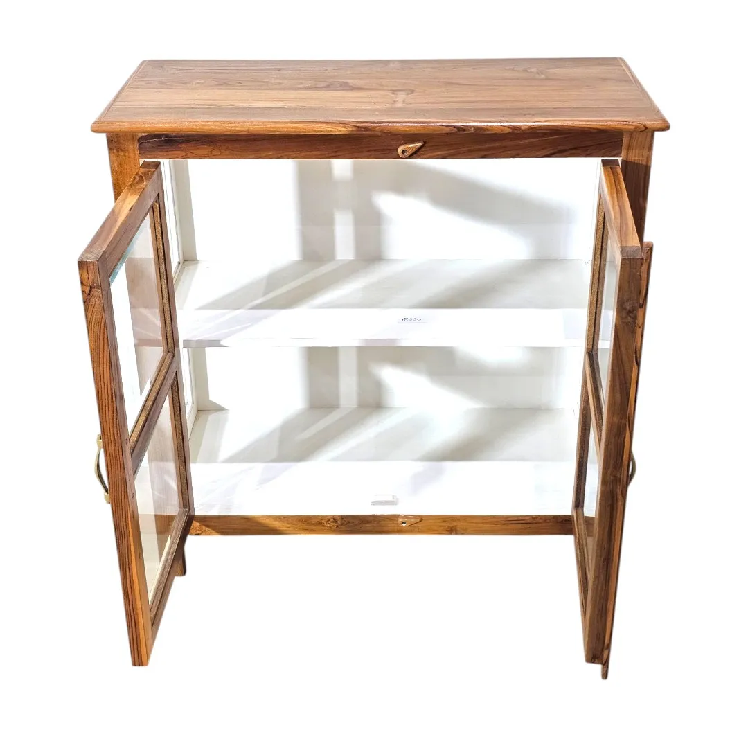 Hand-Burnished Teak & Glass Vitrine.
