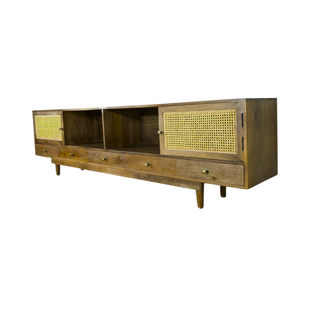 Rattan & Wood TV Unit