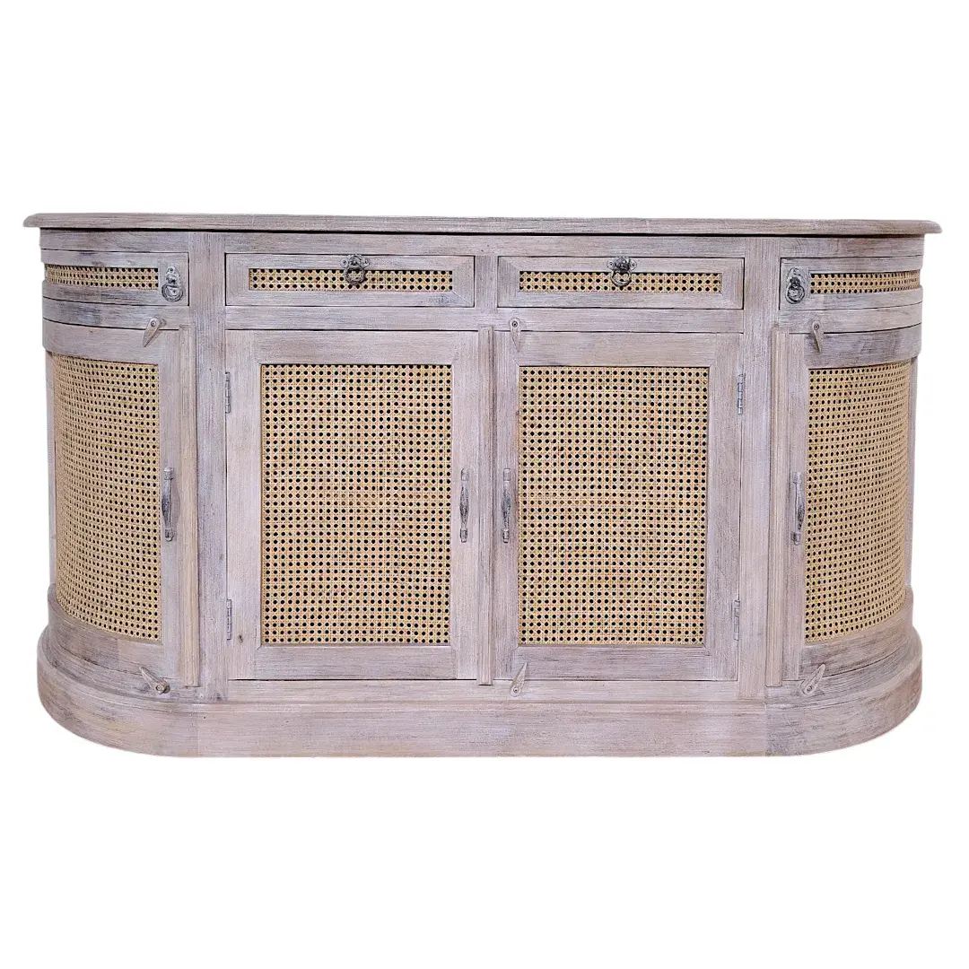 L'Arc Oublié (The Forgotten Arch) Veridian Cane Bow-Front Sideboard