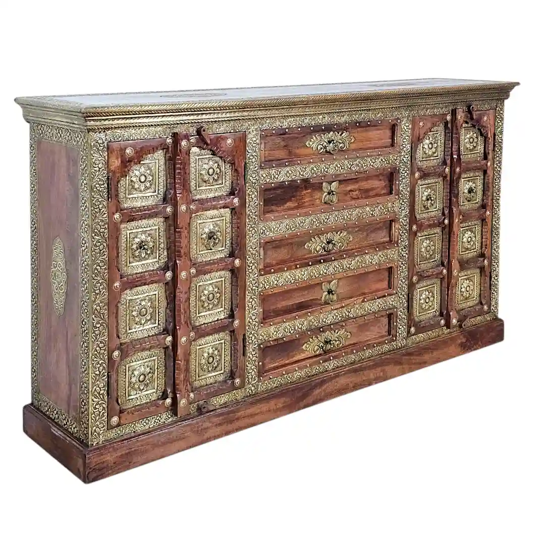 The Al-Zahra Royal Brass-Clad Artisan Sideboard