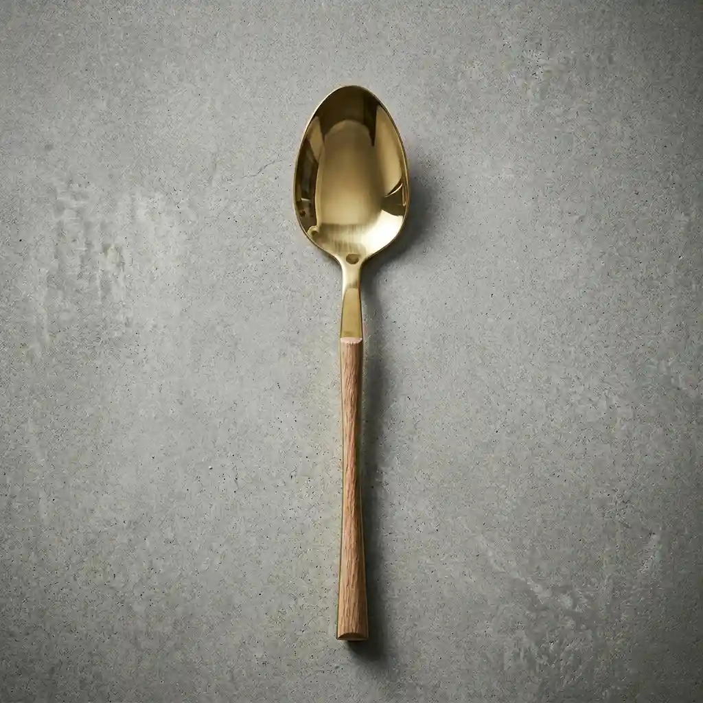 Gold Dinner Spoon With Wood Handle
