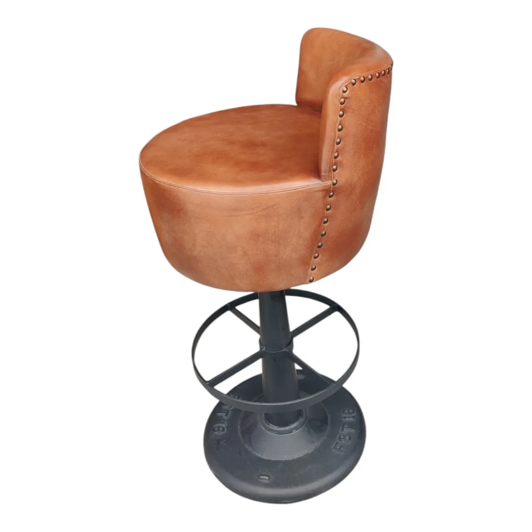 The Heritage Barrel Leather Stool