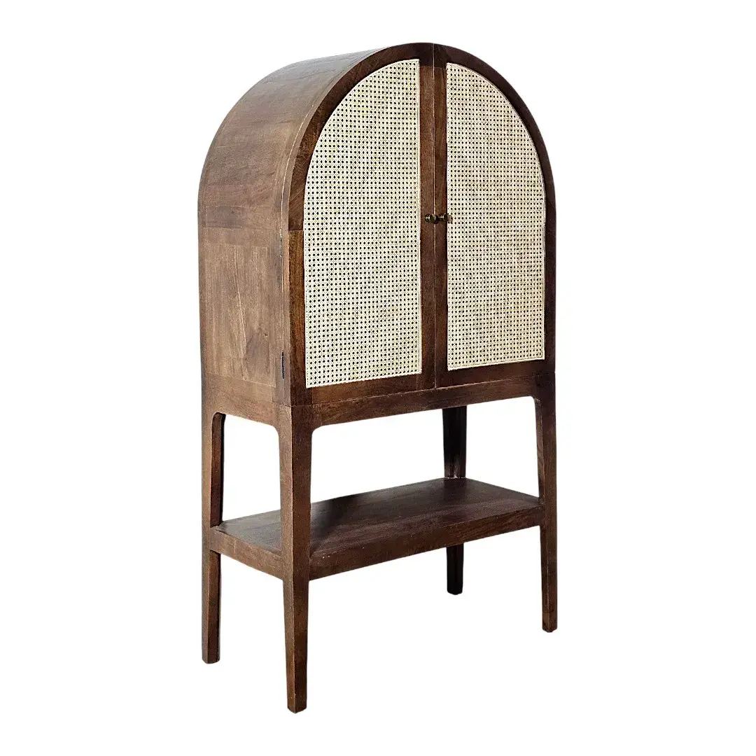 The Arches Cane & Wood Bar Cabinet