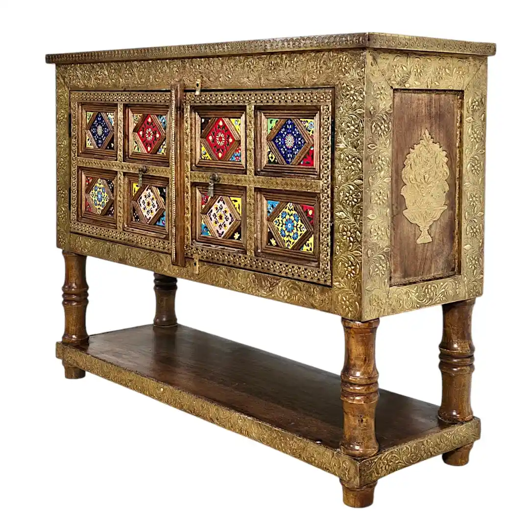The Swarna-Kala (The Golden Art) Brass-Clad Console