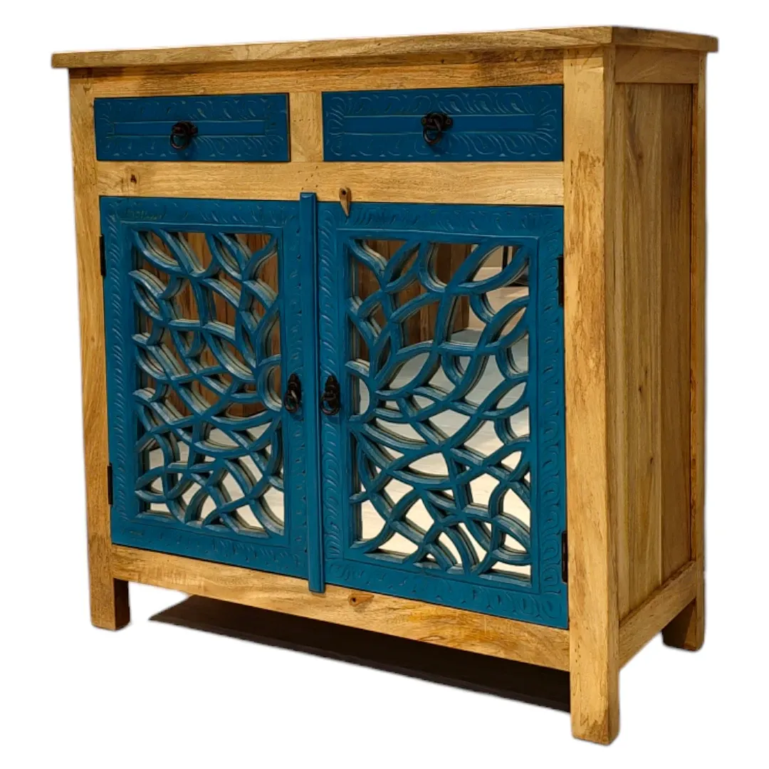 Azure Lattice Mirrored Cabinet