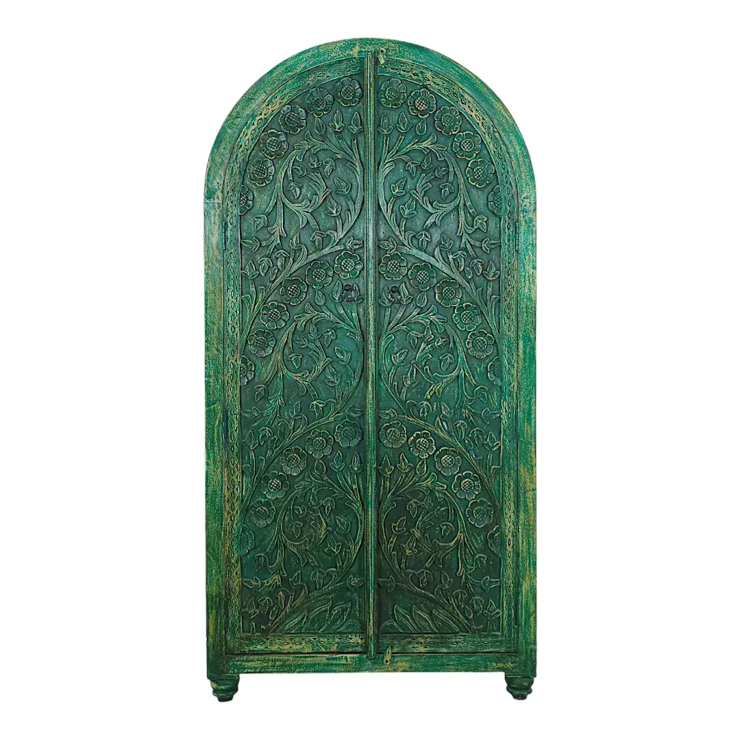 The Enchanted Portal - Emerald Carved Almirah