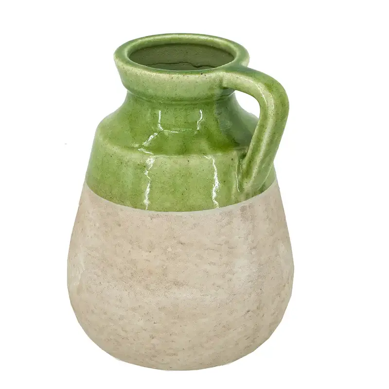 Green & White Two Tone Jug Vase