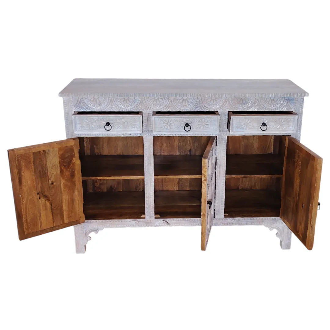 Artisan Citadel Carved Bāb al-Qal'a (باب القلعة - Gate of the Citadel) Sideboard