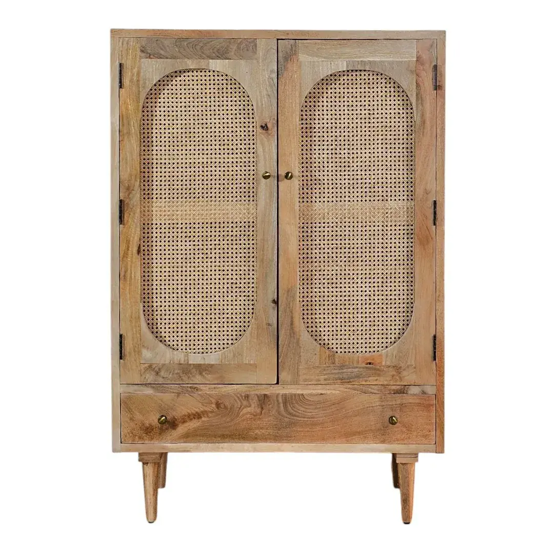 Light Rattan Mid-Storage Cabinet