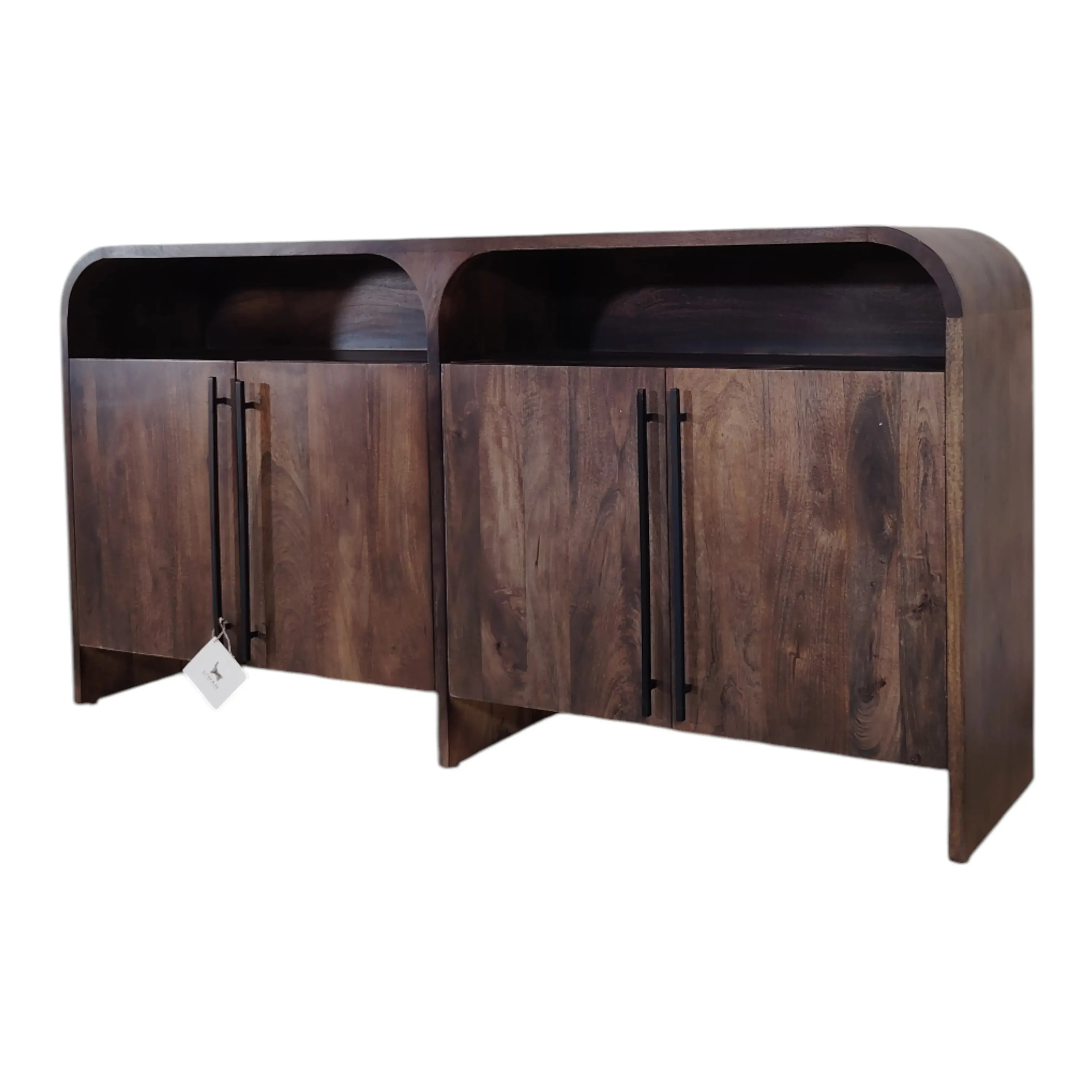 VOGUE Modern Solid Mango Wood Side Board, Dark Finish