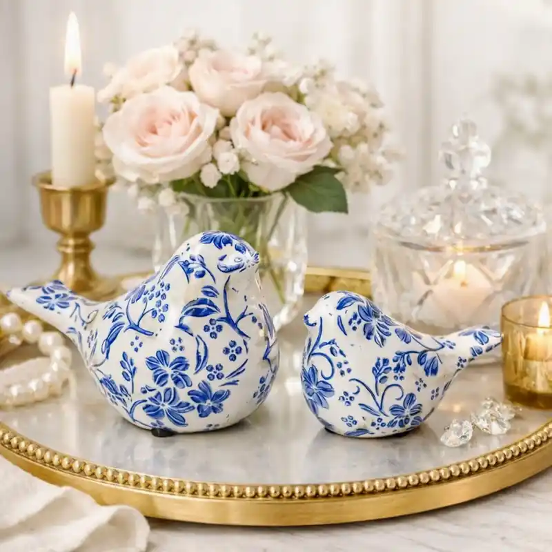 Aiden Botanical Set of 2 Ceramic Bird