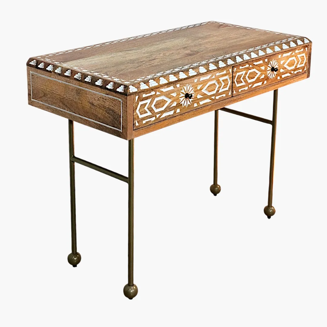 The Marrakesh Vanity - Geometric Carved Dressing Table