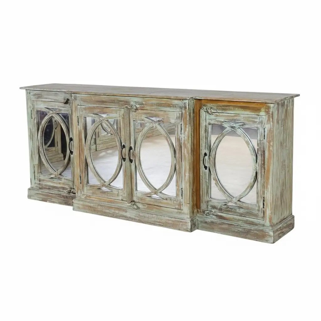 The Palladian Verdigris Mirrored Credenza