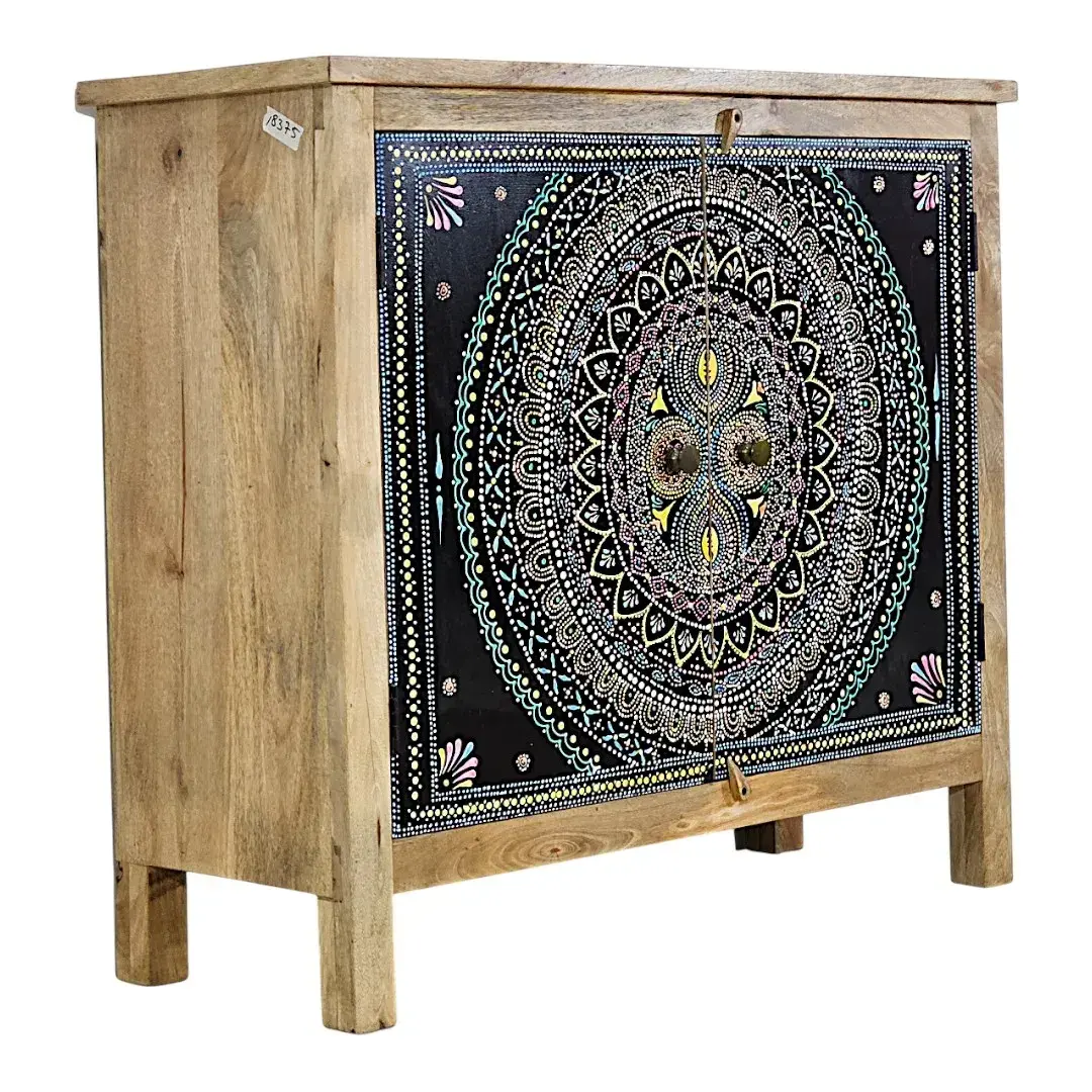Hand-Painted Mandala Accent Cabinet