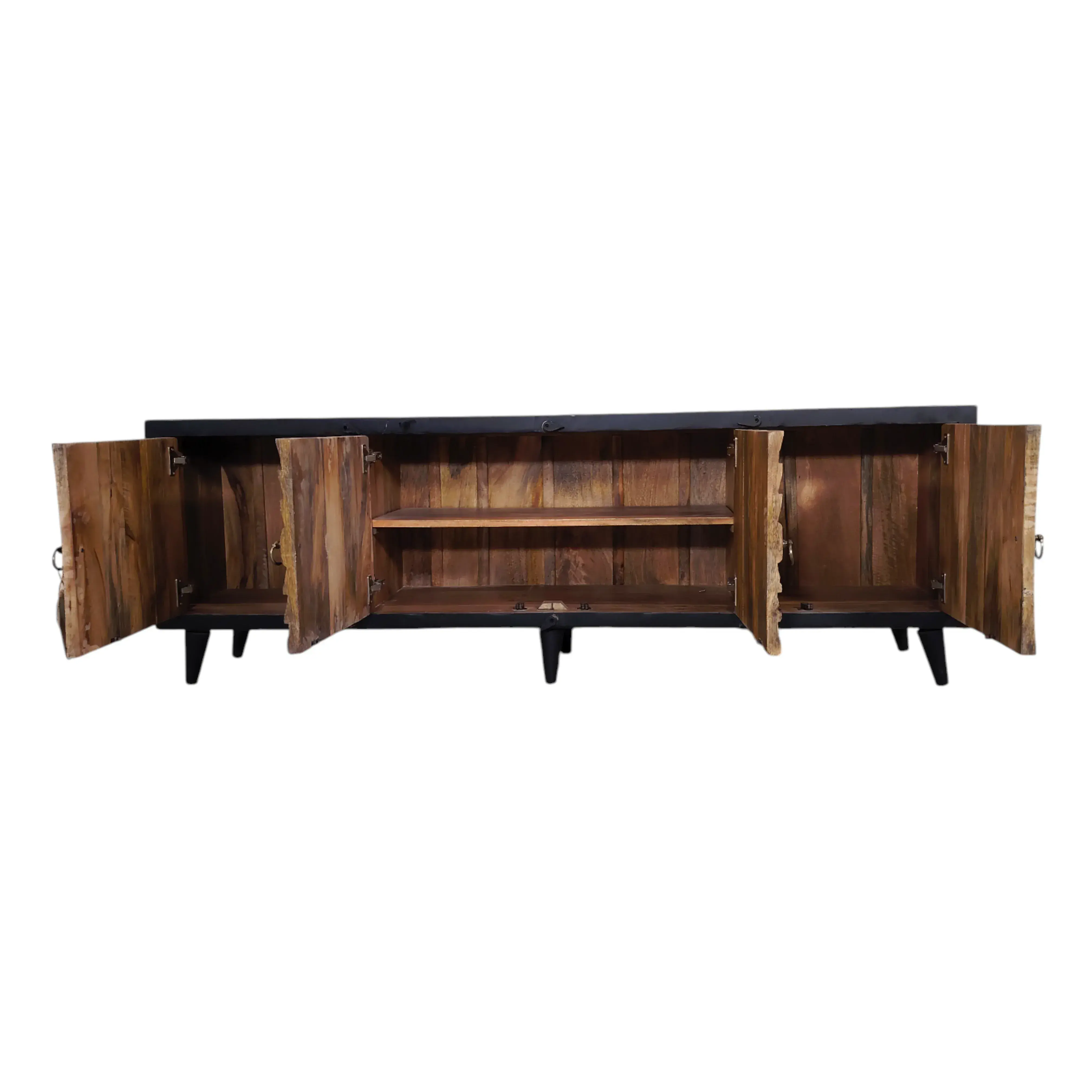 Carved Door TV Console – Black