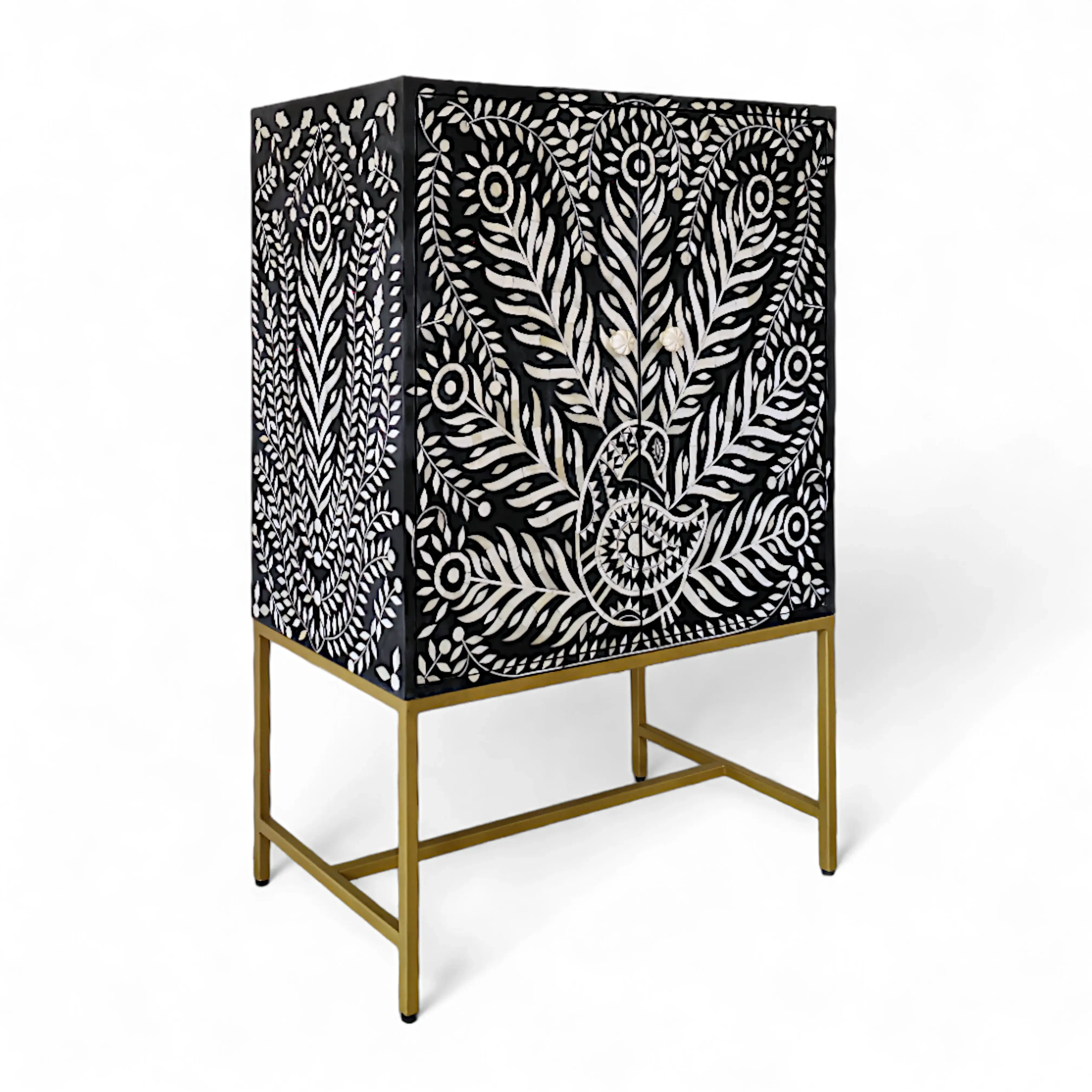 Regal Peacock Inlay Bar Cabinet