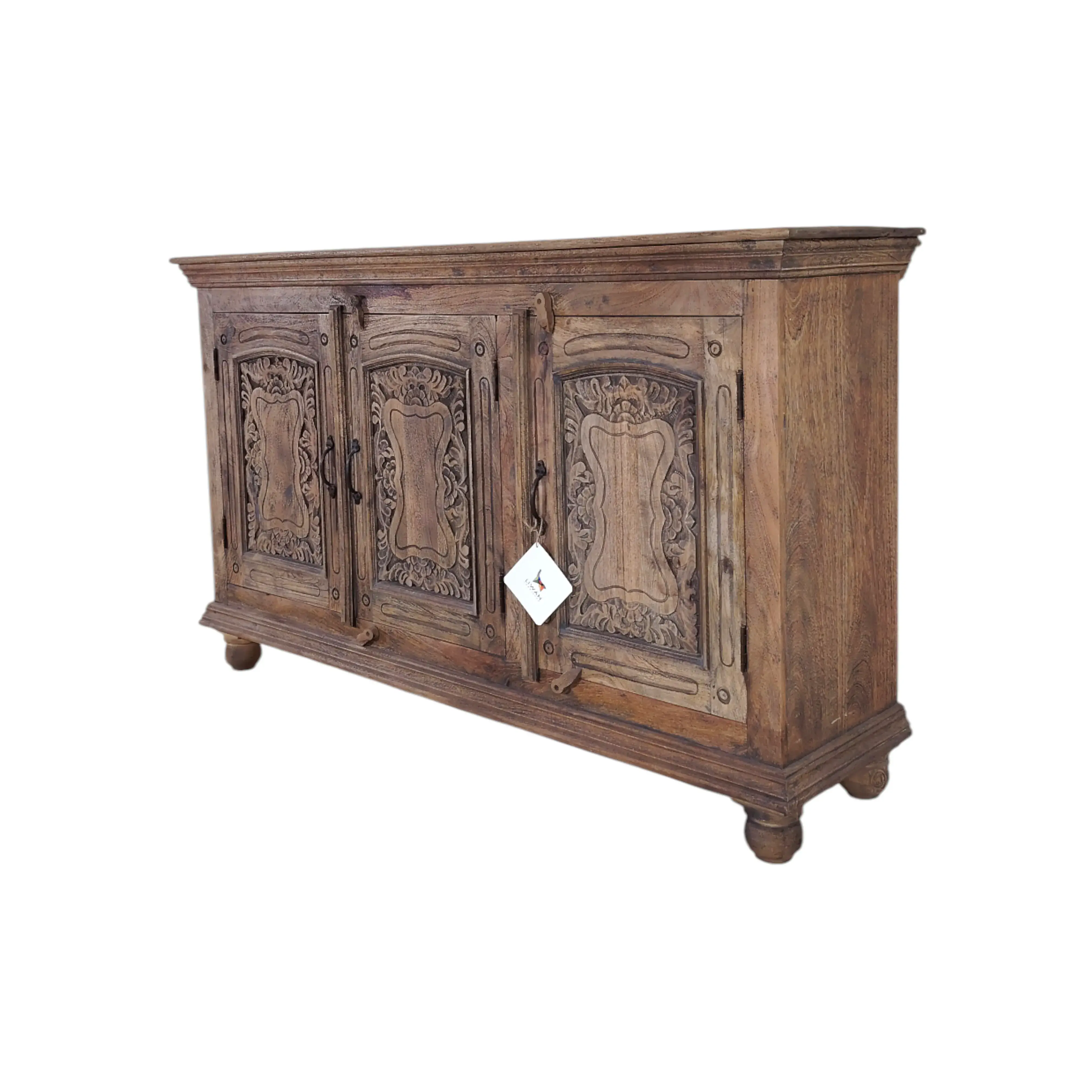 Artisanal Carved Wood Sideboard