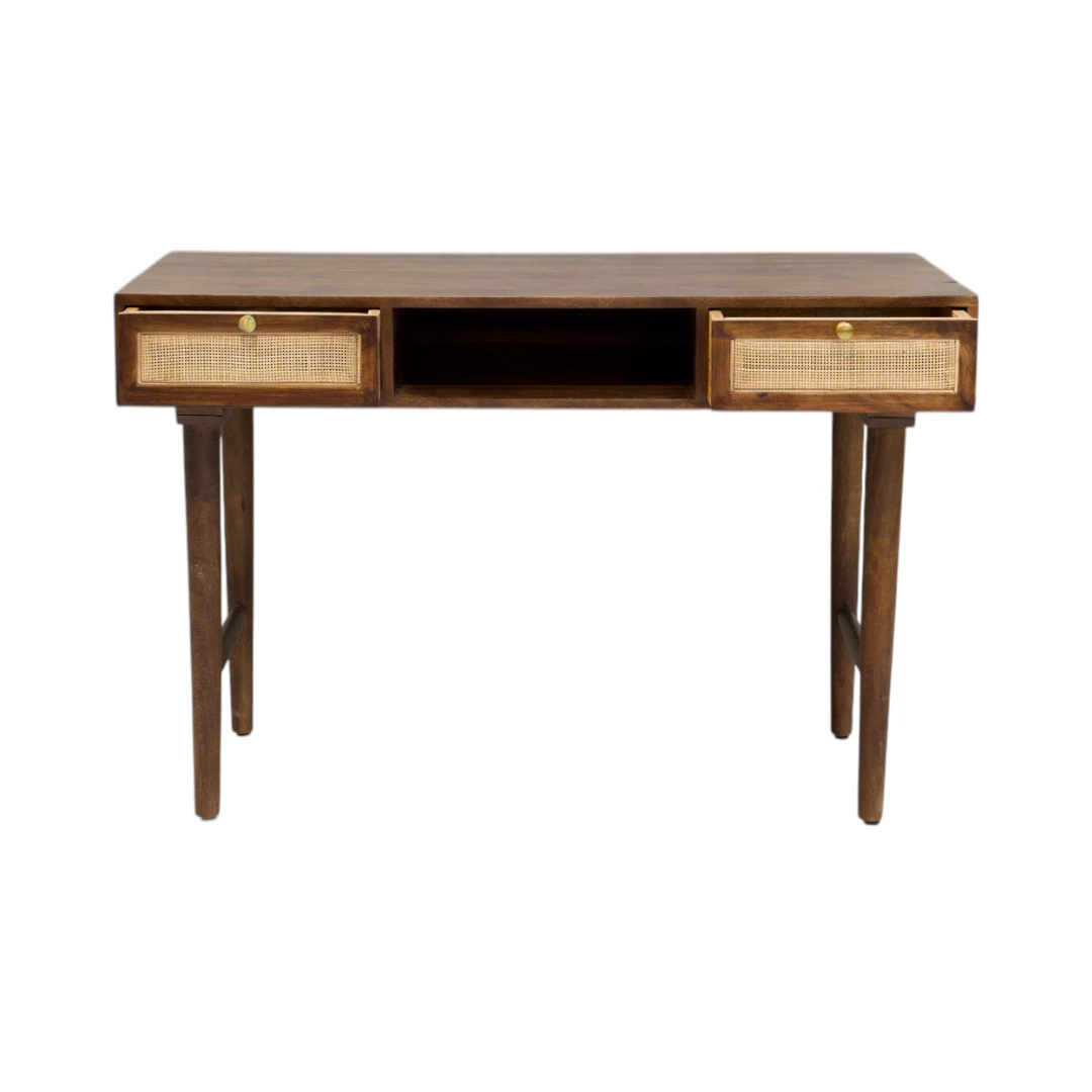 Rustic Rattan Study Desk