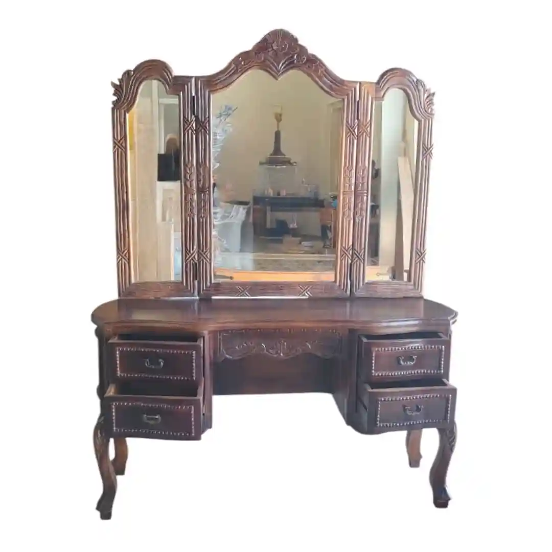 L’Orangerie Rococo Vanity Desk with Tri-Fold Mirror