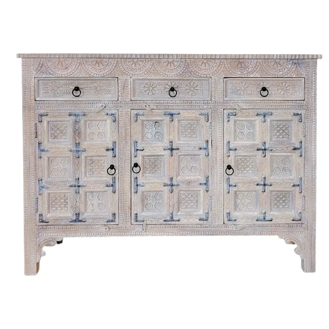 Artisan Citadel Carved Bāb al-Qal'a (باب القلعة - Gate of the Citadel) Sideboard