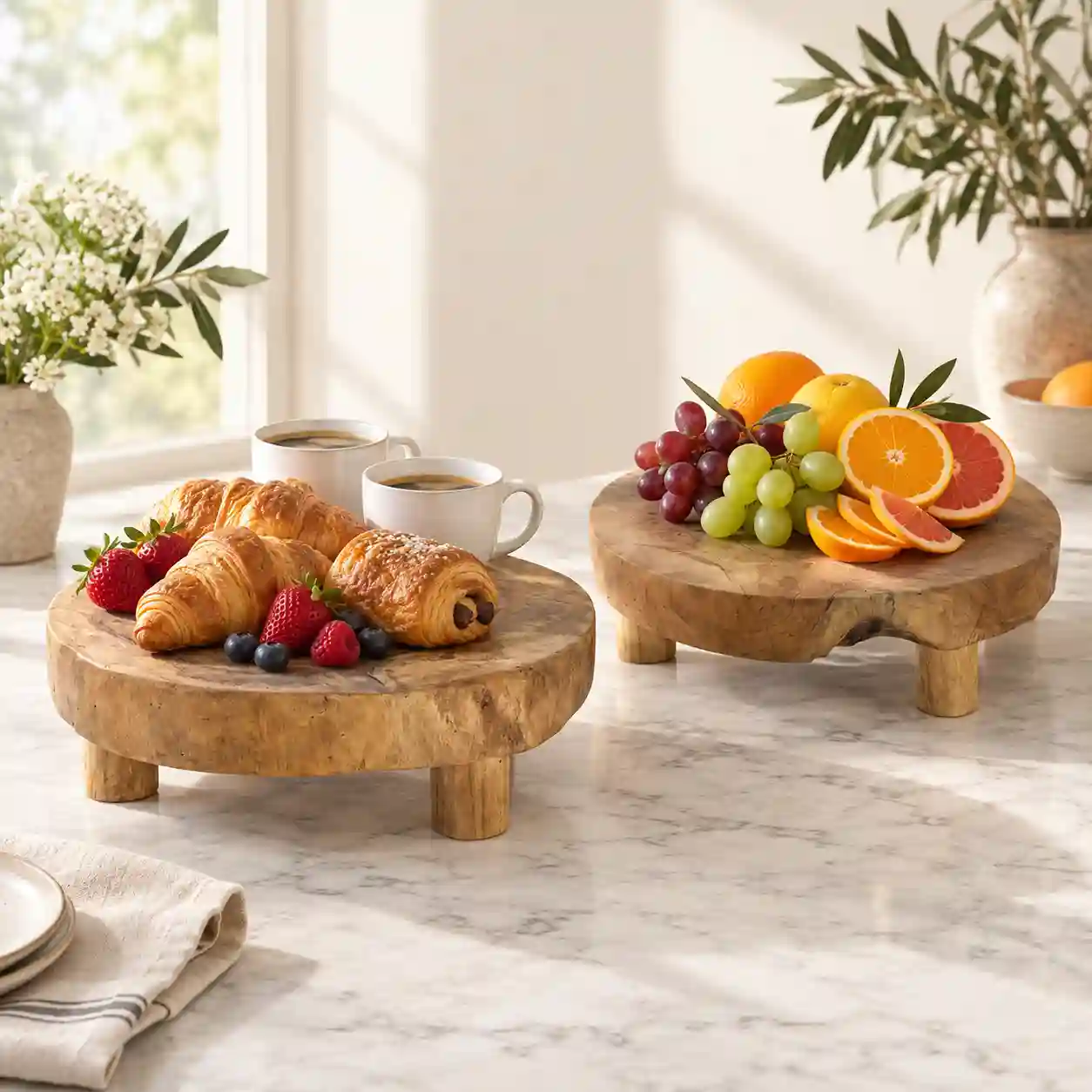 Atlas Kalan Heavy Teak Pedestal Tray Set