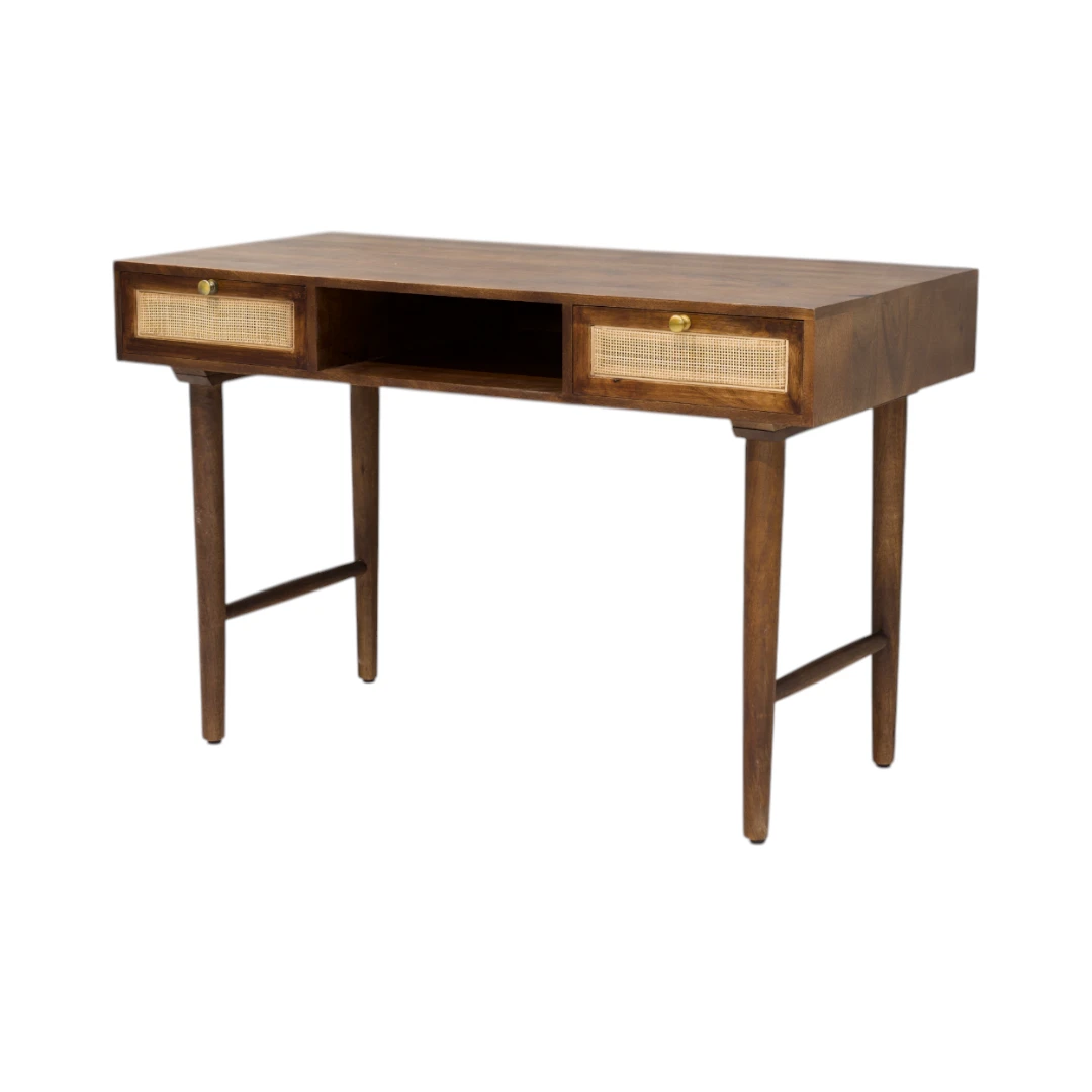 Rustic Rattan Study Desk