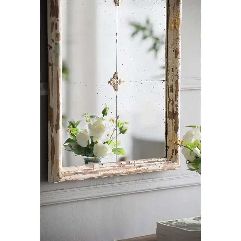 Artisan Carved French Windowpane Mirror
