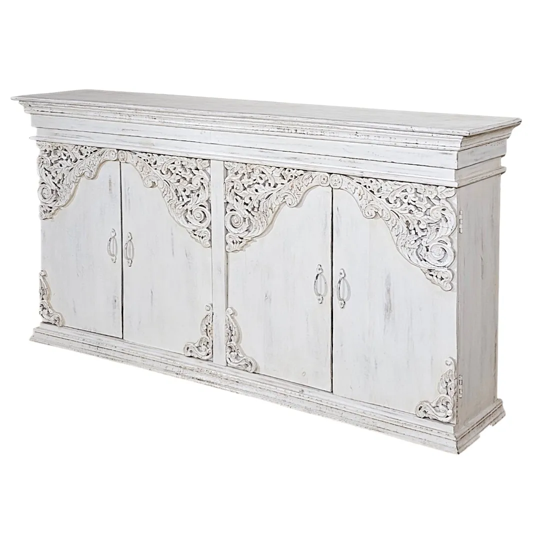 The Shajar Arched Hand-Carved Four-Door Credenza