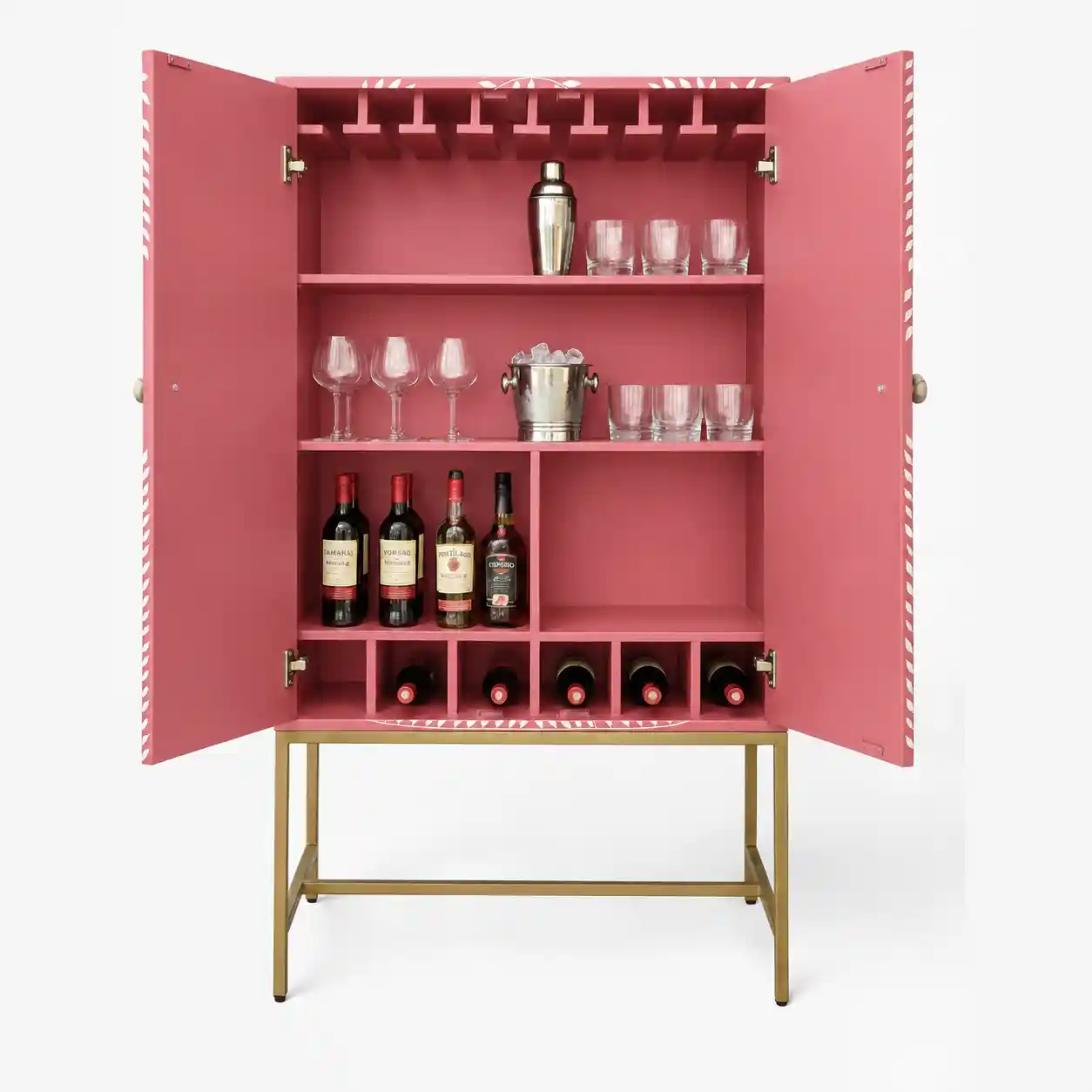 Regal Peacock Inlay Bar Cabinet