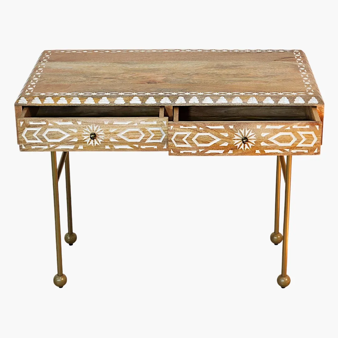 The Marrakesh Vanity - Geometric Carved Dressing Table