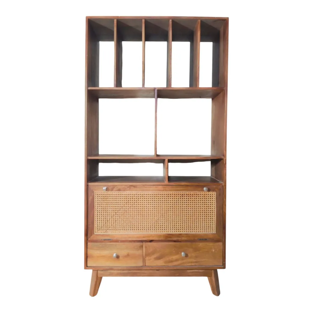 THE ANAHITA MANGO WOOD & RATTAN BOOKSHELF | خزانة كتب أناهيتا من خشب المانجو والروطان