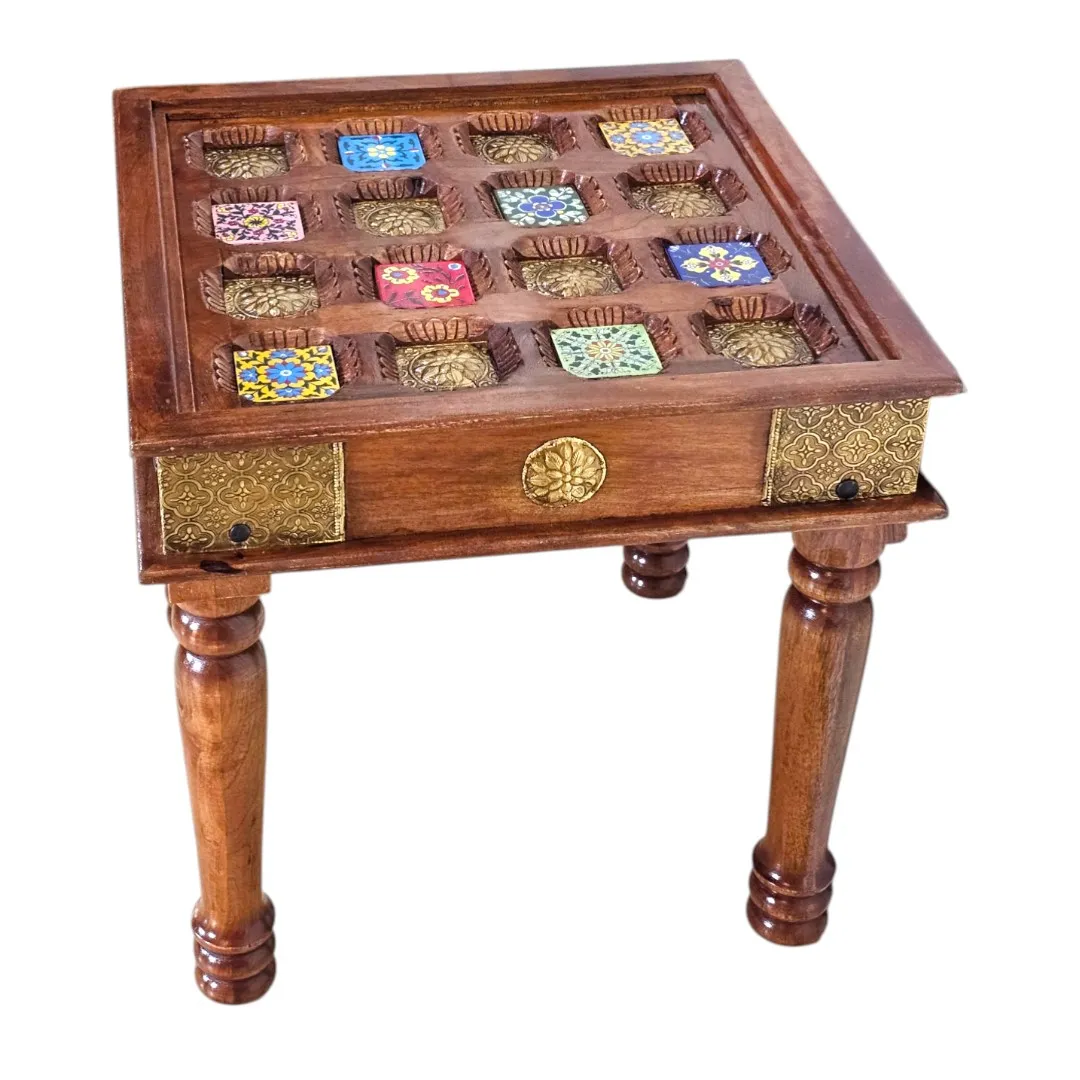 Jardin Rosewood & Brass Mosaic Table