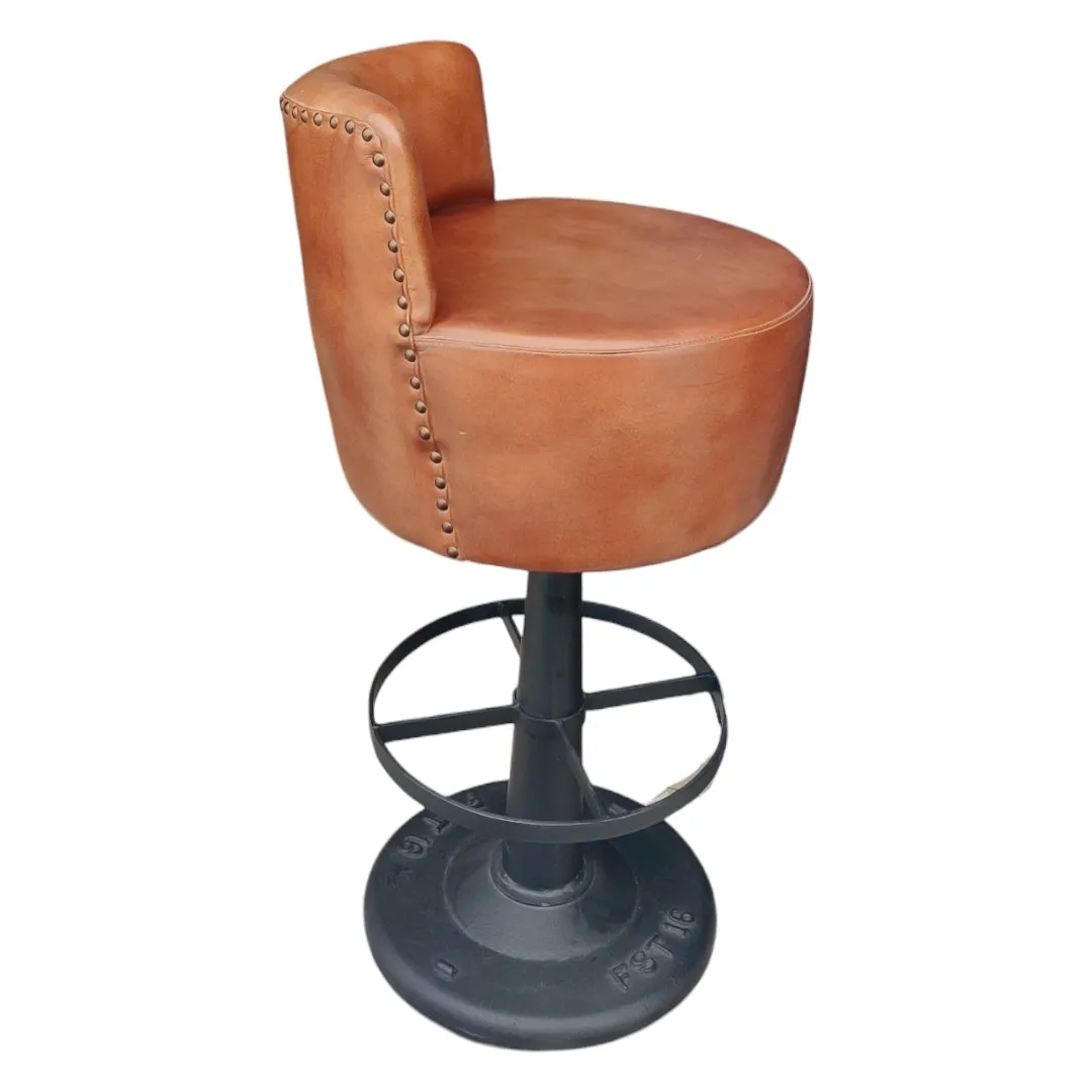 The Heritage Barrel Leather Stool