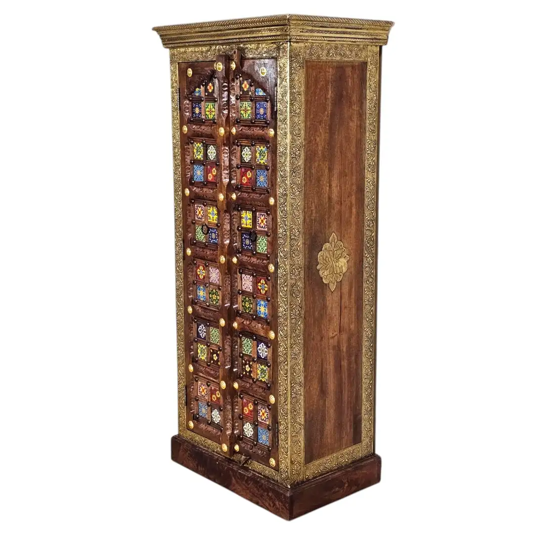 Al-Zahra Indian Rosewood & Brass Embossed Tallboy